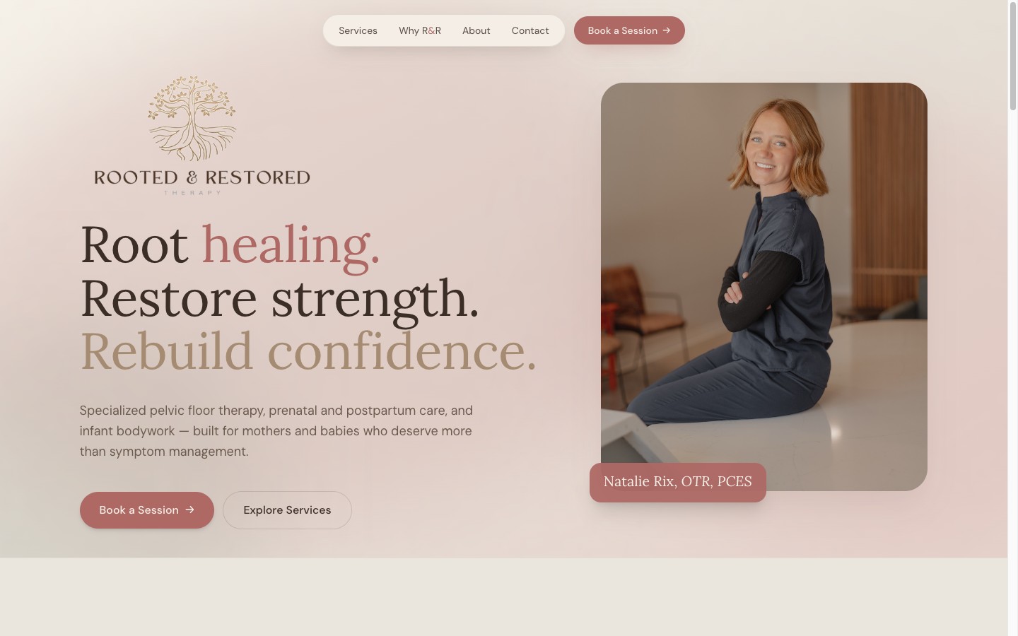 Rooted & Restored Therapy website